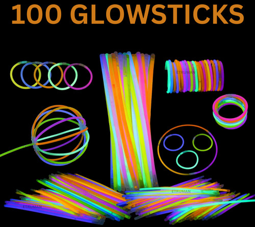 100 pack glow sticks - 100, 8"