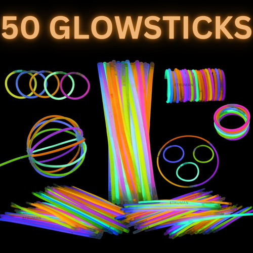 50x glow sticks bracelets neon - glow,